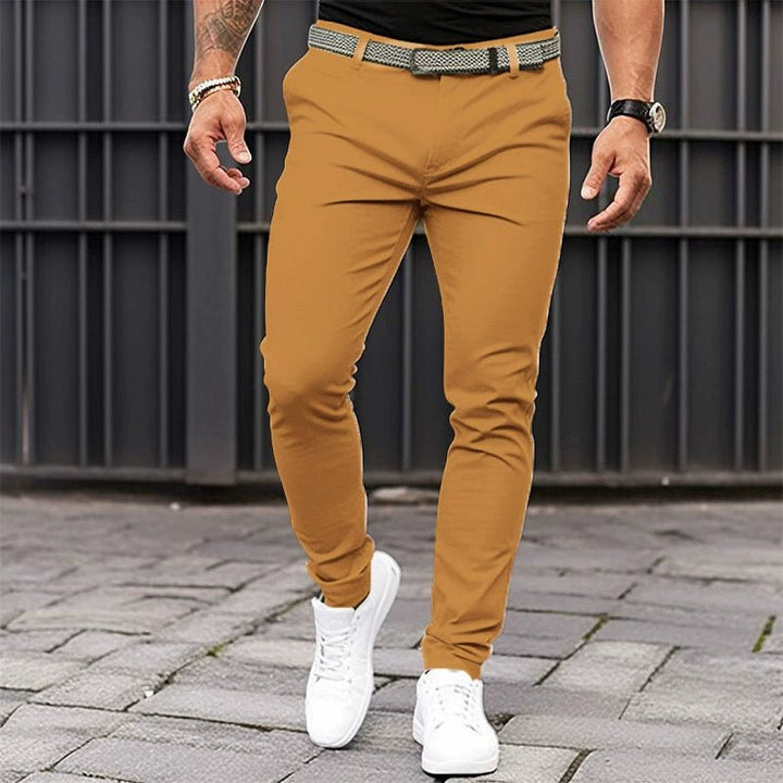 Men's Slim Fit Stretch Tapered Trousers Close Up