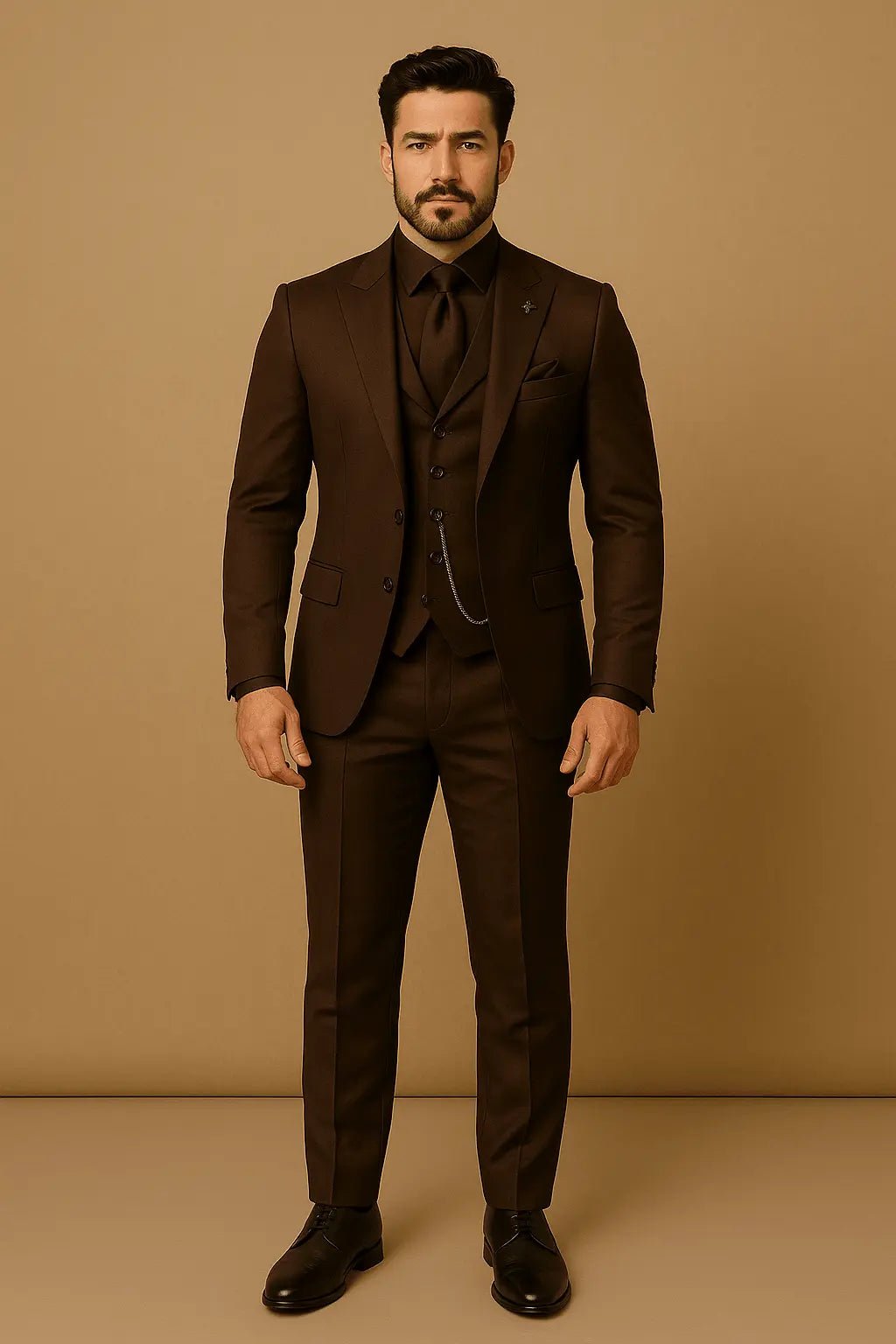Men's Slim Fit Three-Piece Suit | Contrast Lapel Waistcoat Formal Set Alternate