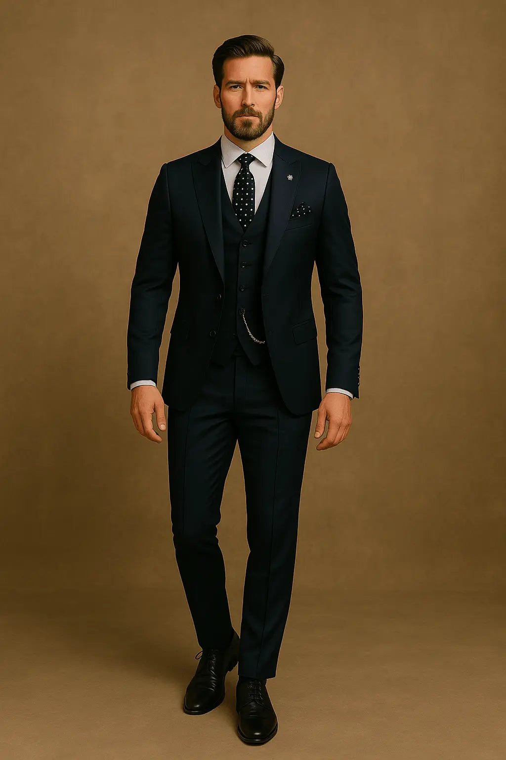 Men's Slim Fit Three-Piece Suit | Contrast Lapel Waistcoat Formal Set Lifestyle