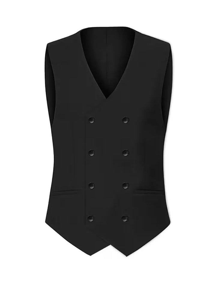 Men's Slim Fit Three-Piece Suit | Double-Breasted Waistcoat Set Back