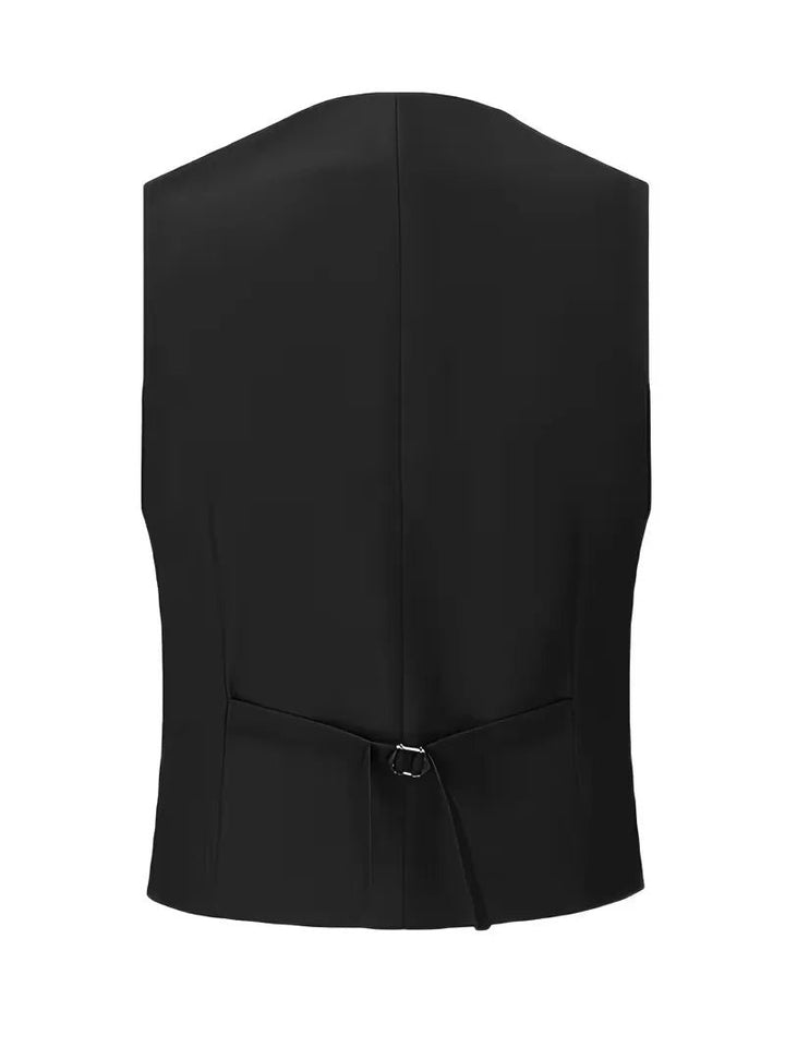 Men's Slim Fit Three-Piece Suit | Double-Breasted Waistcoat Set Close Up