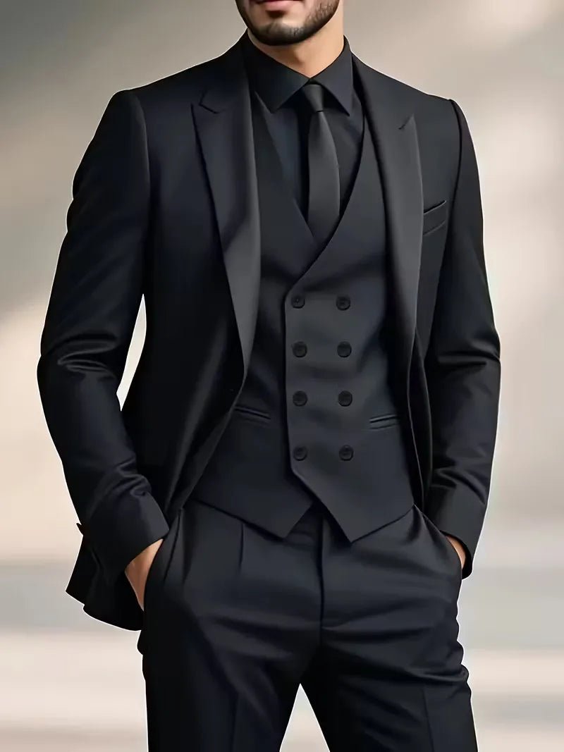 Men's Slim Fit Three-Piece Suit | Double-Breasted Waistcoat Set Hero