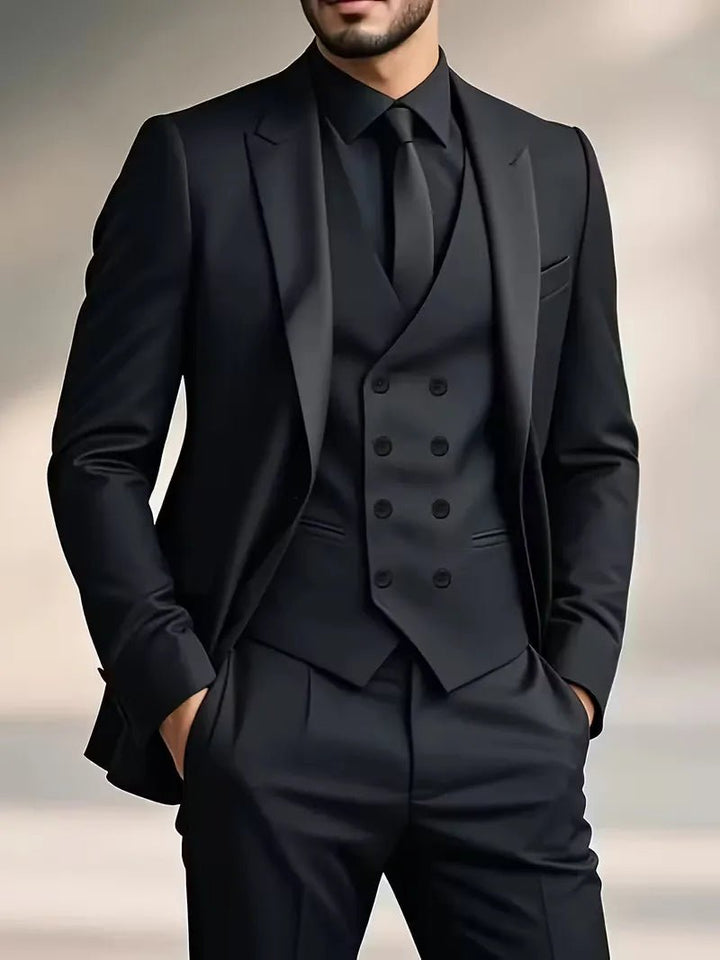 Men's Slim Fit Three-Piece Suit | Double-Breasted Waistcoat Set Hero