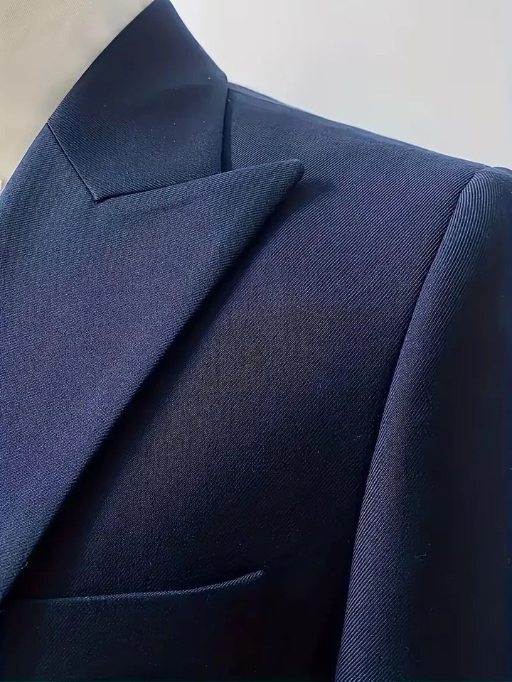 Men's Slim Fit Three-Piece Suit | Double-Breasted Waistcoat Set View 12