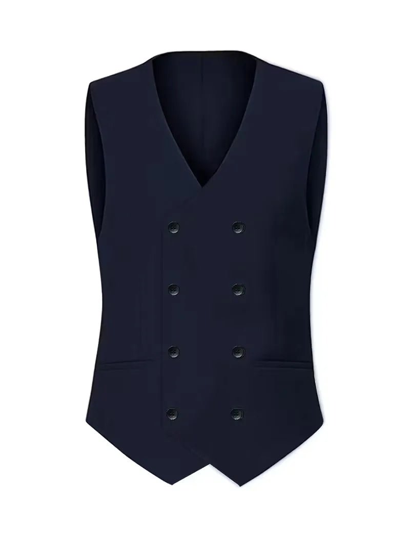 Men's Slim Fit Three-Piece Suit | Double-Breasted Waistcoat Set View 14