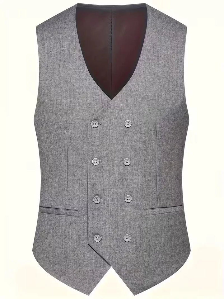 Men's Slim Fit Three-Piece Suit | Double-Breasted Waistcoat Set View 22
