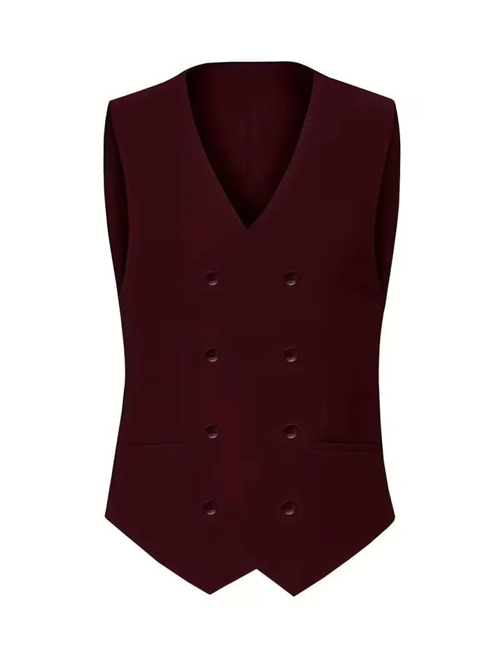 Men's Slim Fit Three-Piece Suit | Double-Breasted Waistcoat Set View 26