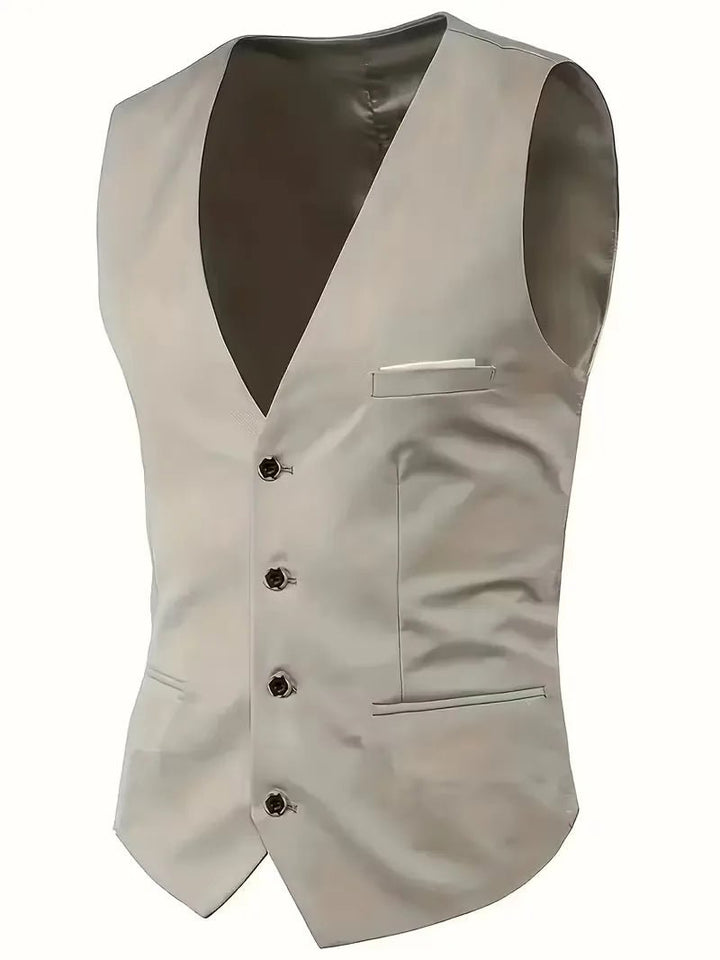 Men's Slim Fit Three-Piece Suit | Notched Lapels Waistcoat Set Back