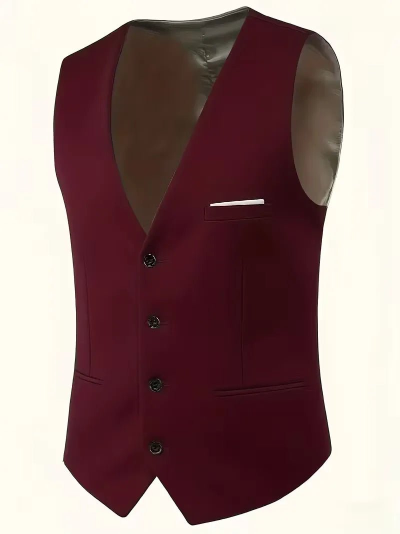 Men's Slim Fit Three-Piece Suit | Notched Lapels Waistcoat Set Full