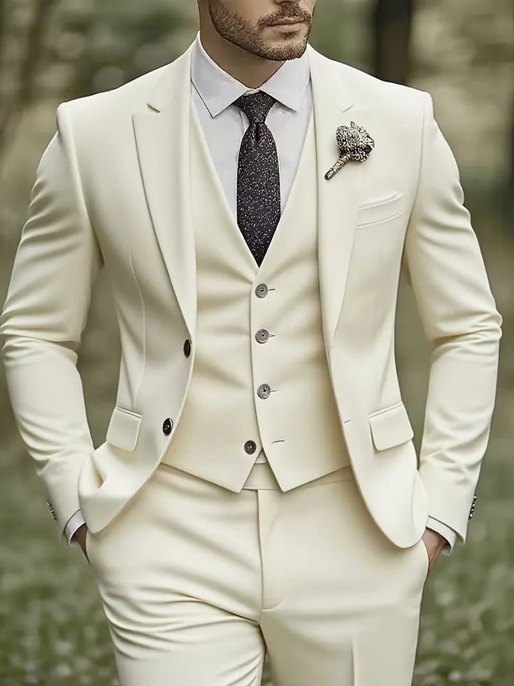 Men's Slim Fit Three-Piece Suit | Notched Lapels Waistcoat Set Hero