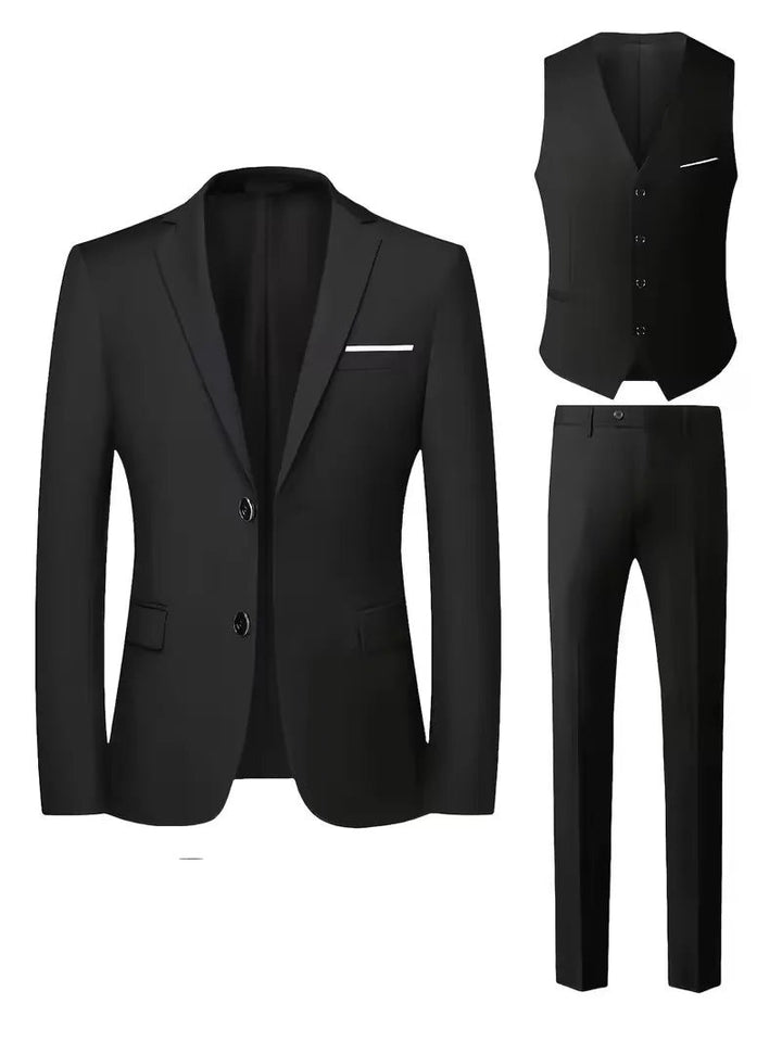 Men's Slim Fit Three-Piece Suit | Notched Lapels Waistcoat Set View 13
