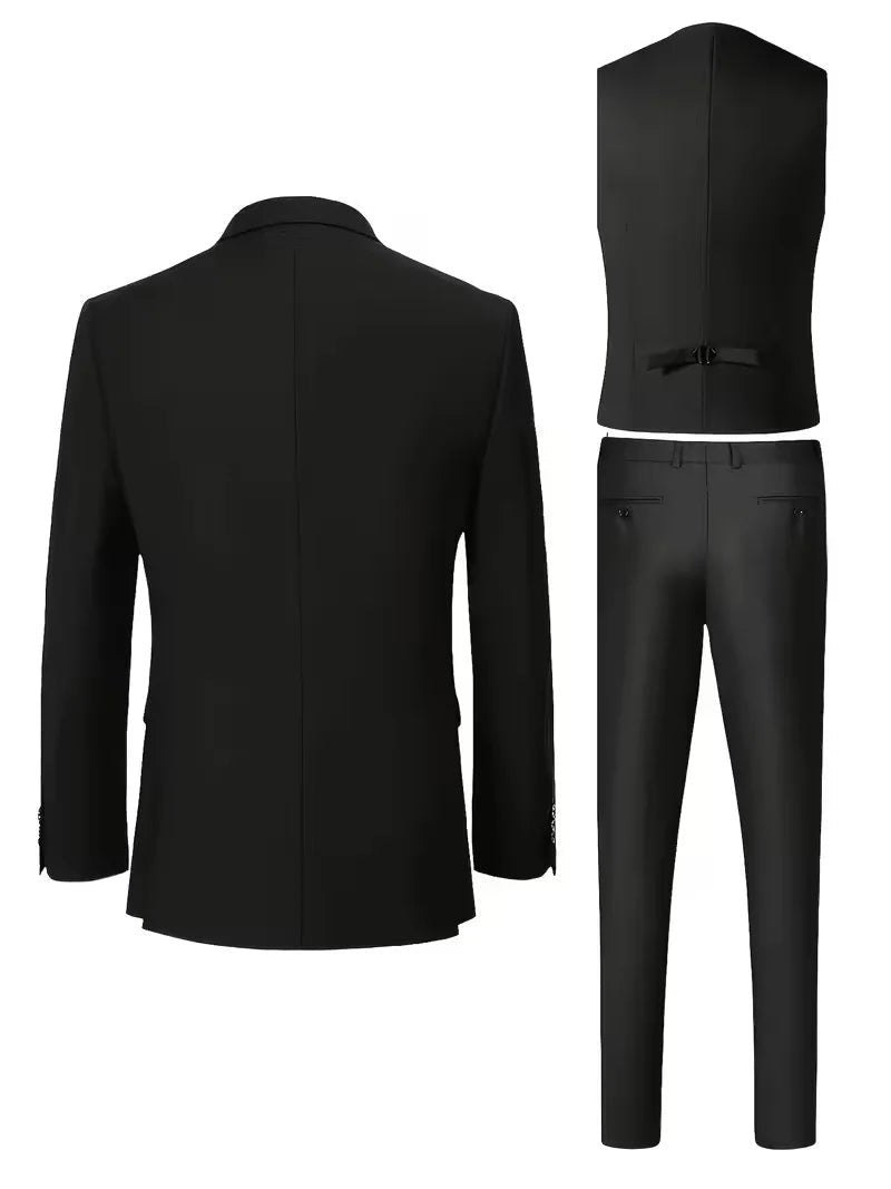 Men's Slim Fit Three-Piece Suit | Notched Lapels Waistcoat Set View 14