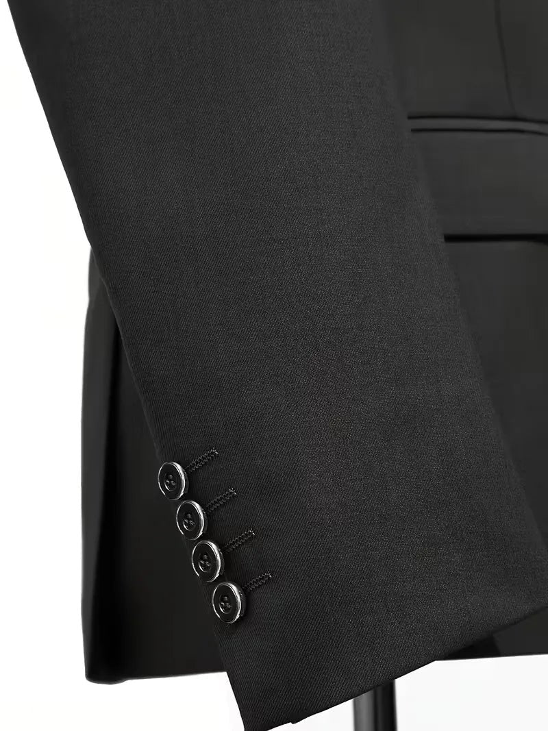 Men's Slim Fit Three-Piece Suit | Notched Lapels Waistcoat Set View 19