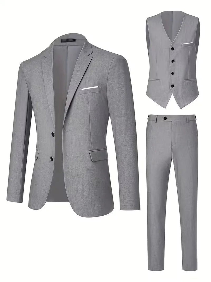 Men's Slim Fit Three-Piece Suit | Notched Lapels Waistcoat Set View 22