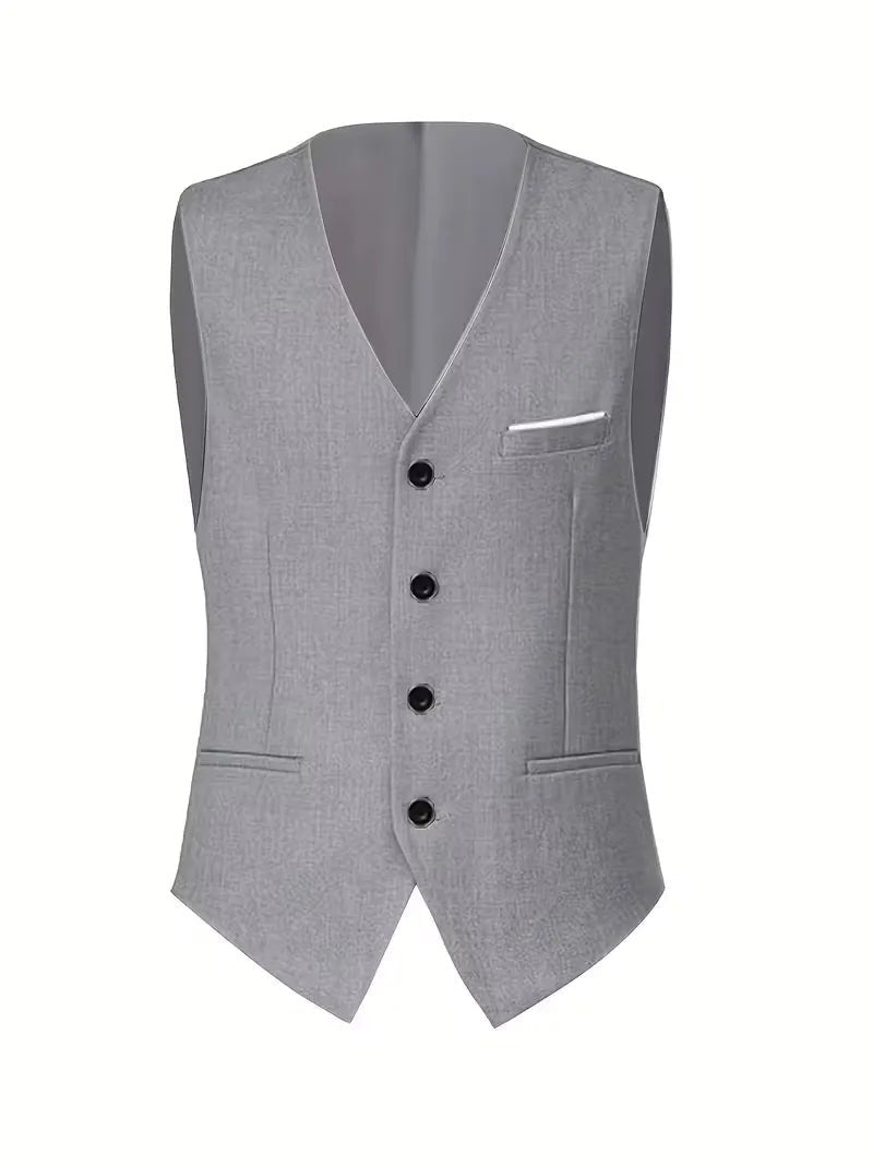 Men's Slim Fit Three-Piece Suit | Notched Lapels Waistcoat Set View 23