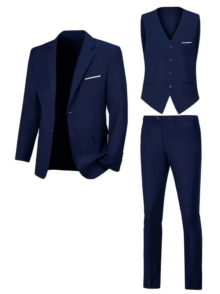Men's Slim Fit Three-Piece Suit | Notched Lapels Waistcoat Set View 27