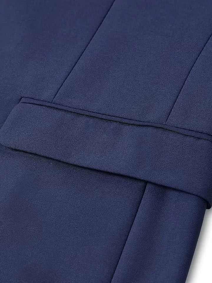 Men's Slim Fit Three-Piece Suit | Notched Lapels Waistcoat Set View 30