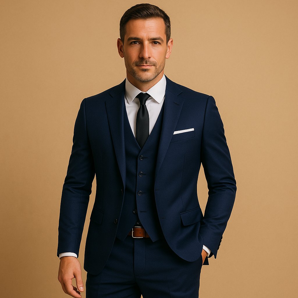 Men's Slim Fit Three-Piece Suit | Tailored with Waistcoat Detail
