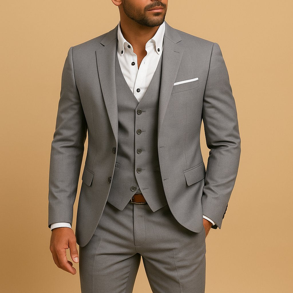 Men's Slim Fit Three-Piece Suit | Tailored with Waistcoat Front
