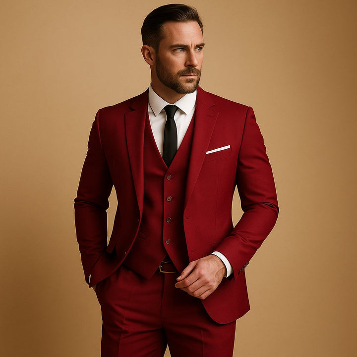 Men's Slim Fit Three-Piece Suit | Tailored with Waistcoat Side