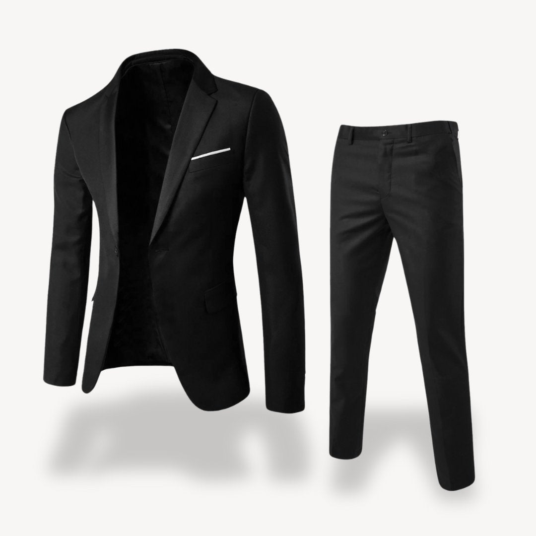 Men's Slim Formal Suit | Two-Piece with Pocket Square Detail