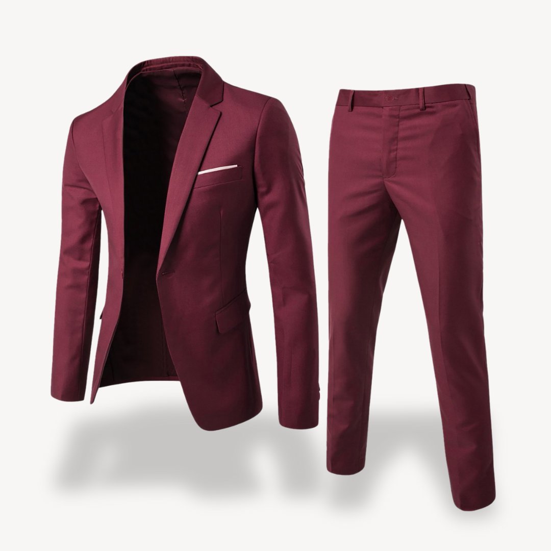 Men's Slim Formal Suit | Two-Piece with Pocket Square Front