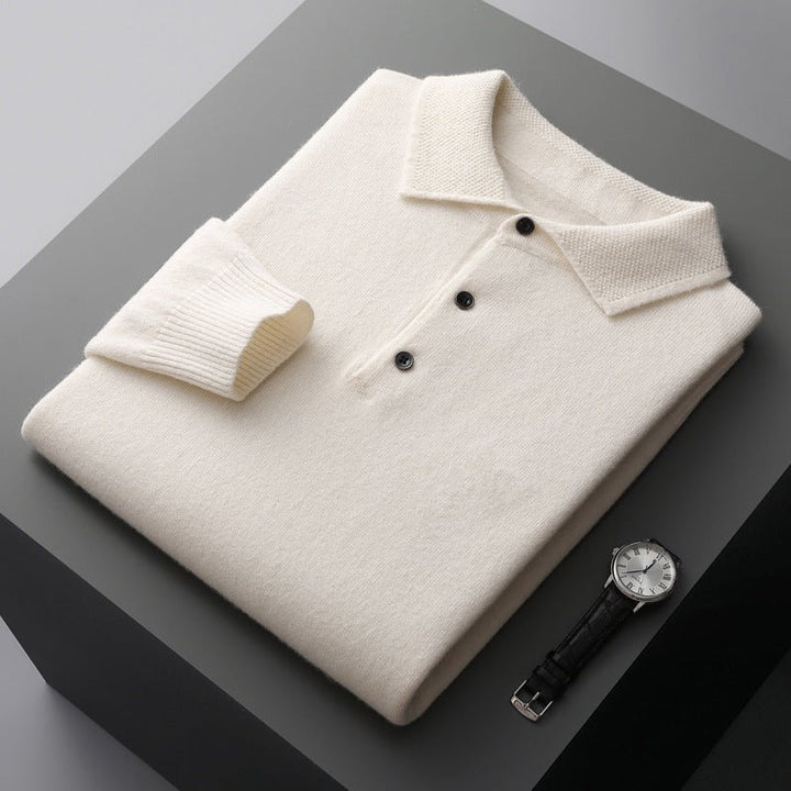 Men's Soft Long Sleeve Polo Shirt with Knit Collar Hero