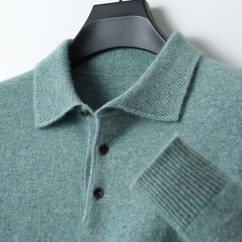 Men's Soft Long Sleeve Polo Shirt with Knit Collar Lifestyle