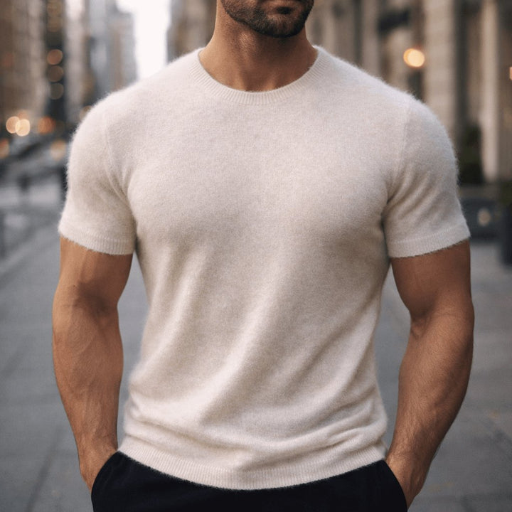 Men's Soft Short Sleeve Knitted Tee Back