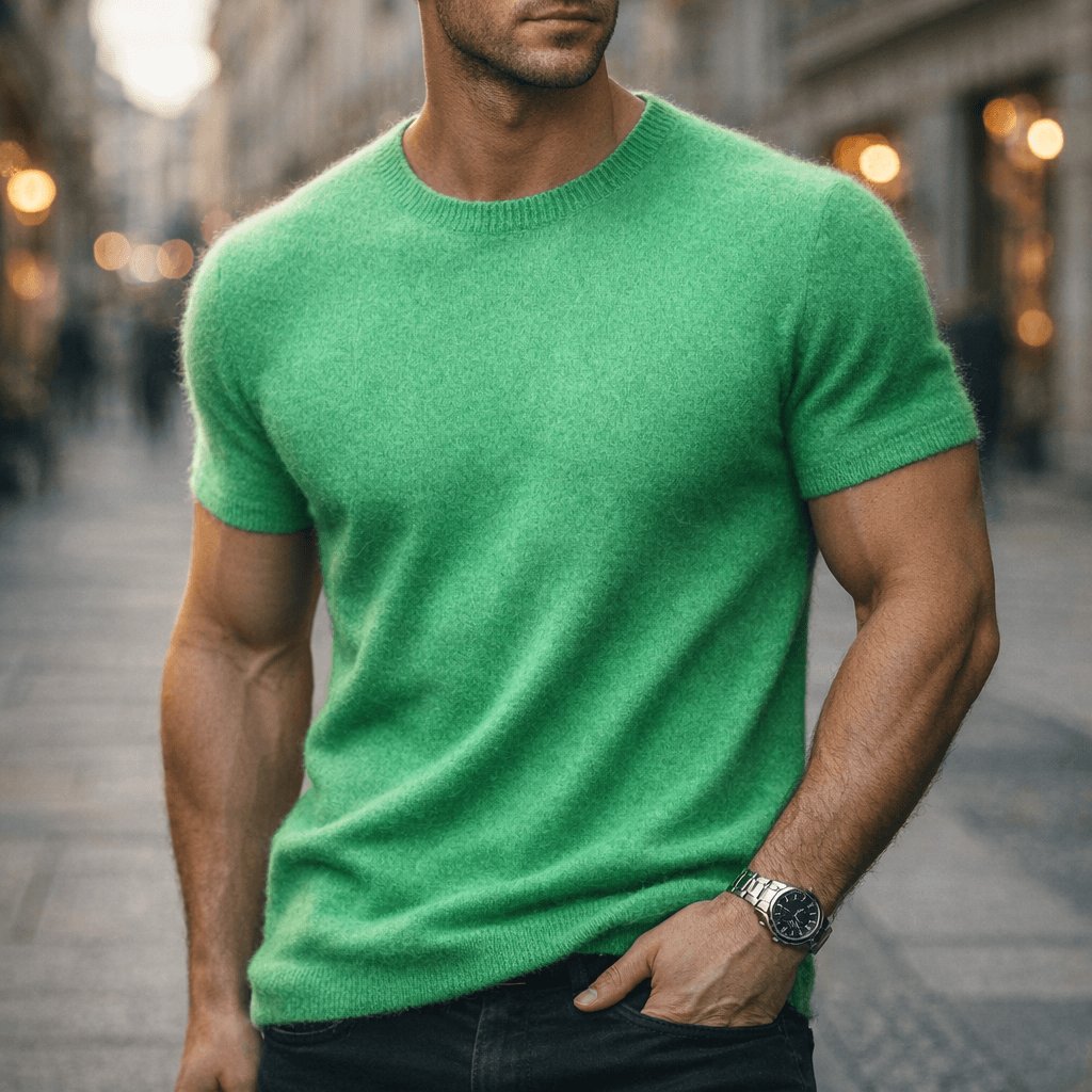 Men's Soft Short Sleeve Knitted Tee Hero
