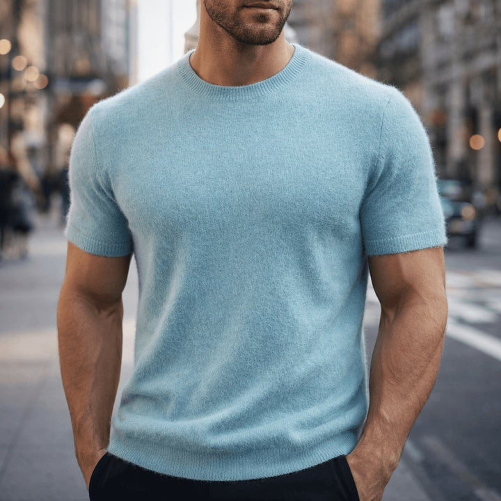 Men's Soft Short Sleeve Knitted Tee Side