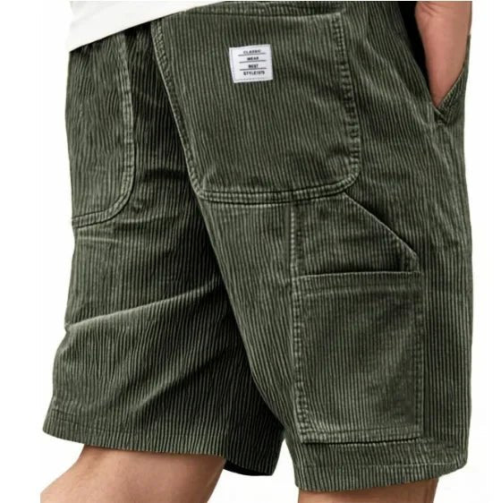 Men's Straight Cut Cargo Corduroy Shorts Front