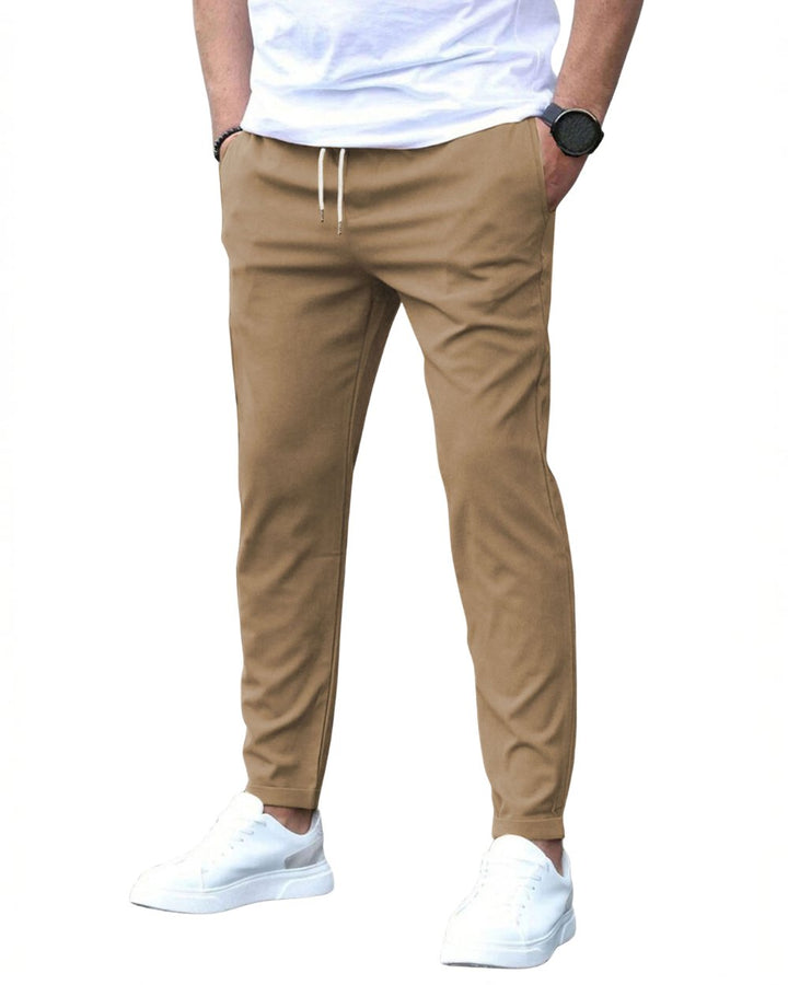 Men's Stretch Cotton Trousers with Drawstring Waist Alternate