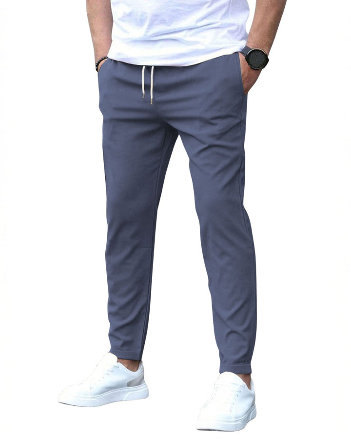 Men's Stretch Cotton Trousers with Drawstring Waist Angle