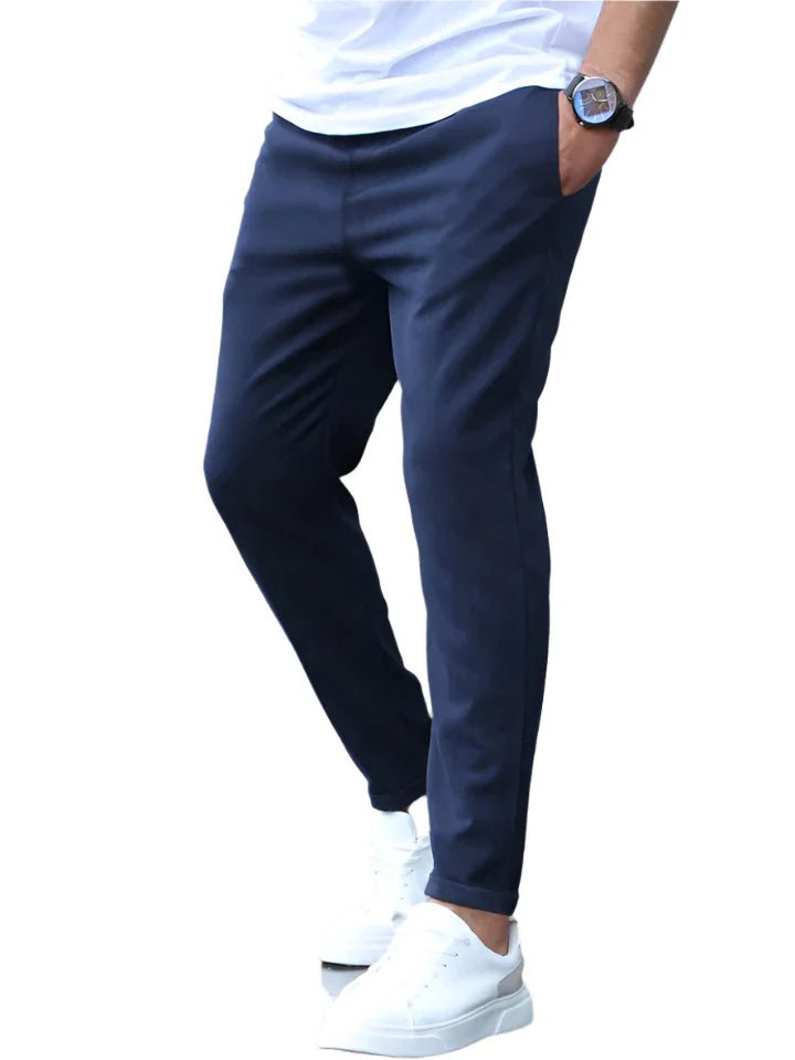 Men's Stretch Cotton Trousers with Drawstring Waist Close Up