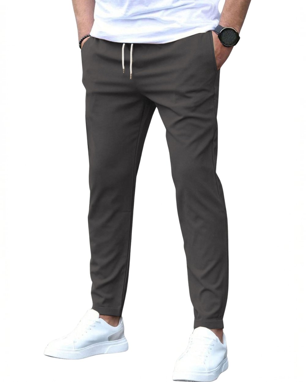 Men's Stretch Cotton Trousers with Drawstring Waist Lifestyle