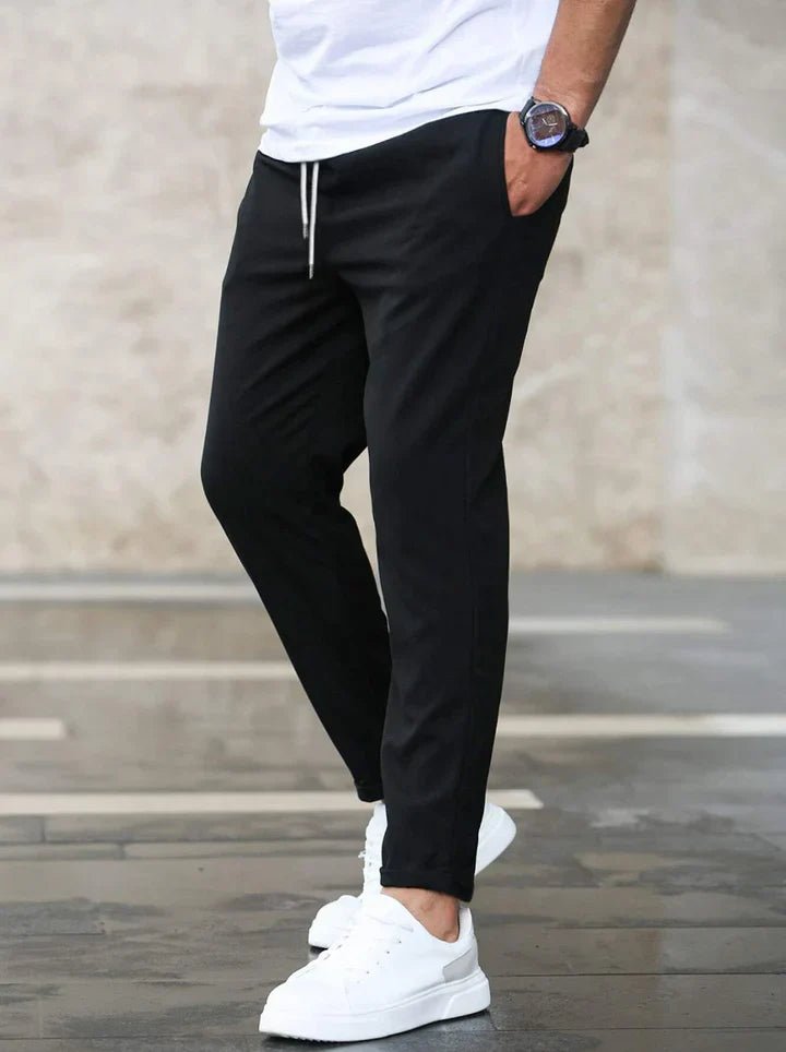 Men's Stretch Cotton Trousers with Drawstring Waist View 11