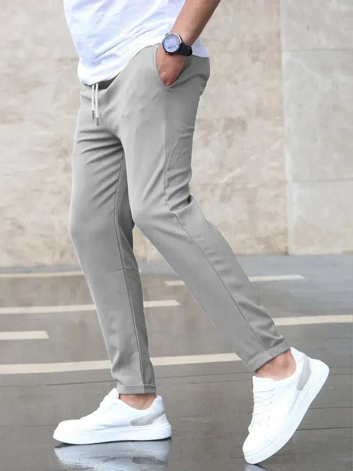 Men's Stretch Cotton Trousers with Drawstring Waist View 12