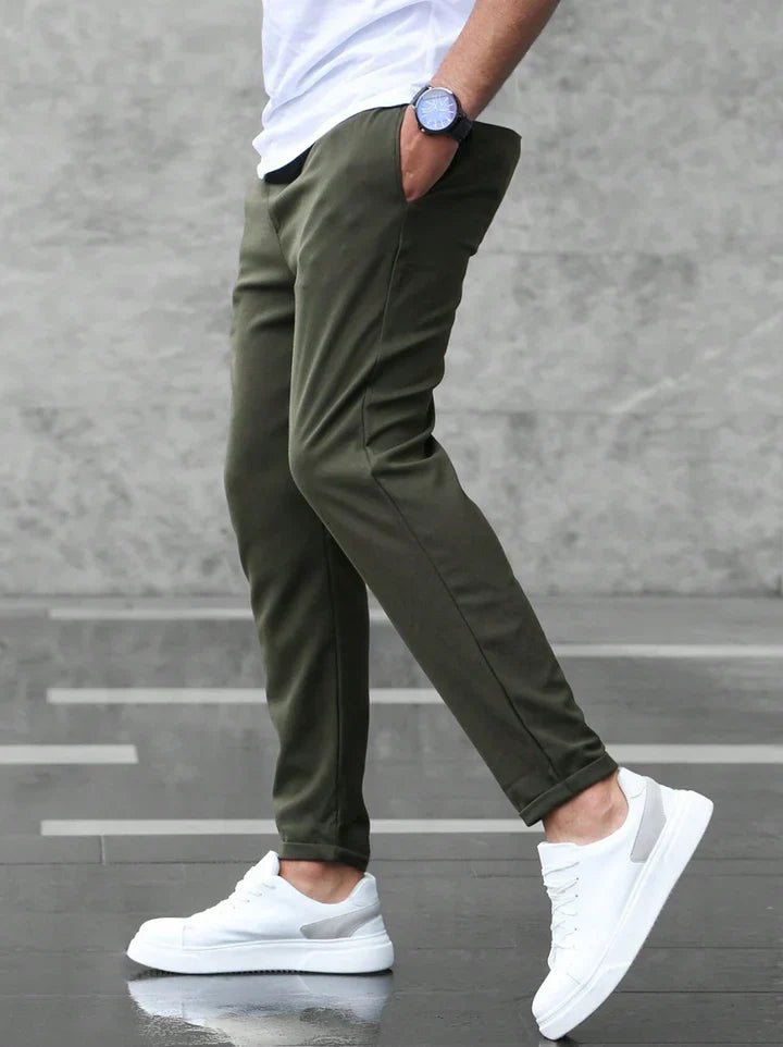 Men's Stretch Cotton Trousers with Drawstring Waist View 13
