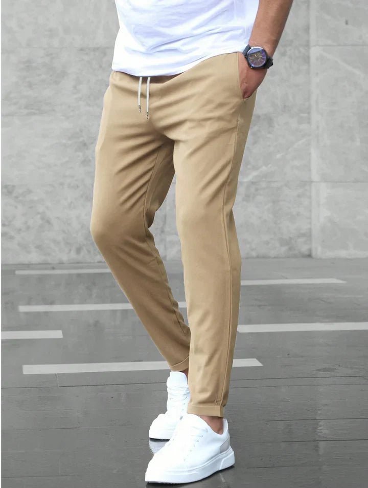 Men's Stretch Cotton Trousers with Drawstring Waist View 14