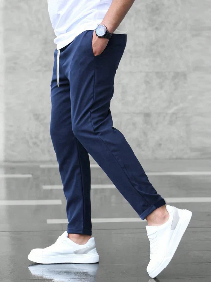Men's Stretch Cotton Trousers with Drawstring Waist View 15