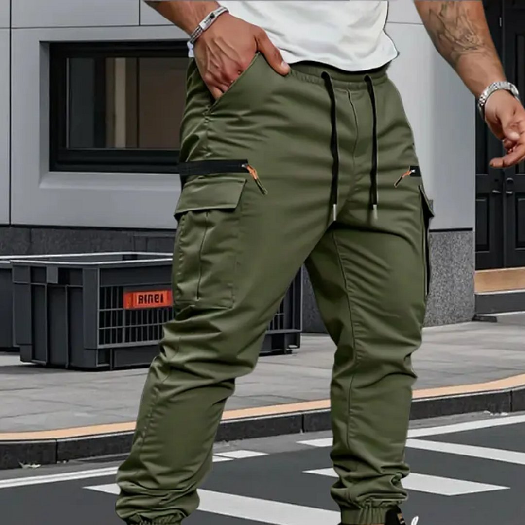 Men's Stretch Jogger Trousers | Slim Fit with Zip Pockets Detail