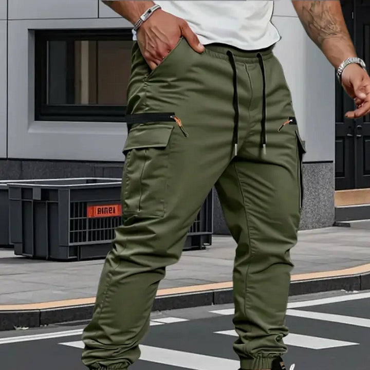 Men's Stretch Jogger Trousers | Slim Fit with Zip Pockets Detail