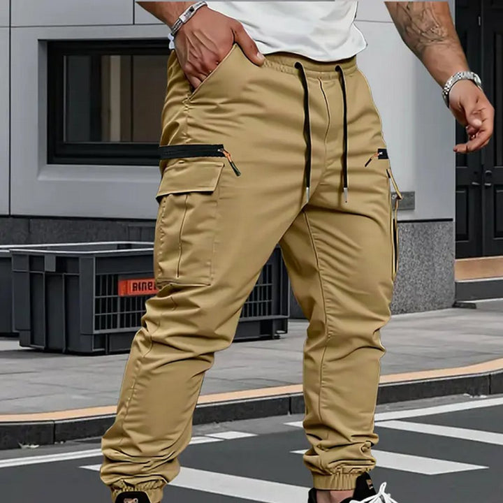 Men's Stretch Jogger Trousers | Slim Fit with Zip Pockets Front