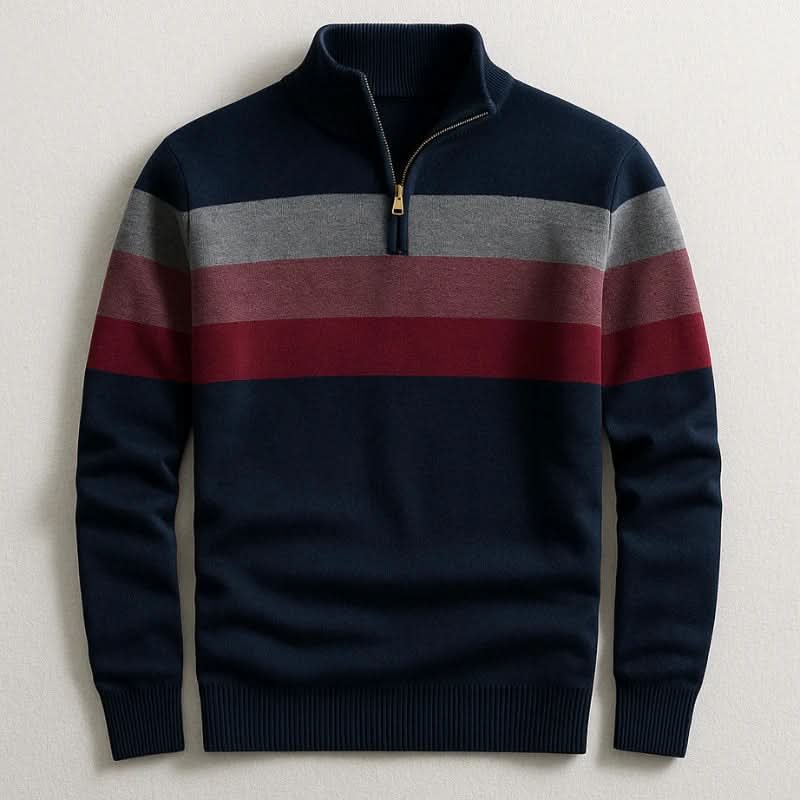 Men's Stripe Quarter Zip Cotton Pullover Hero