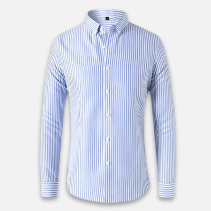 Men's Striped Long Sleeve Shirt with Vertical Print Hero