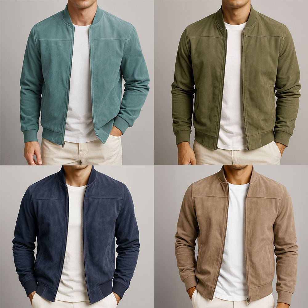 Men's Suede Jacket | Structured Fit with Textured Finish Angle