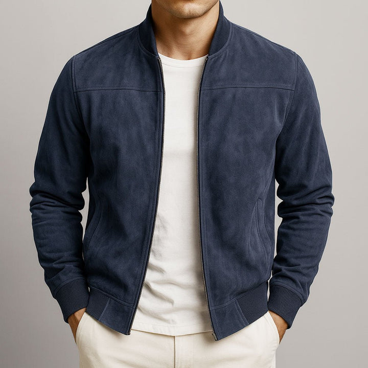Men's Suede Jacket | Structured Fit with Textured Finish Back