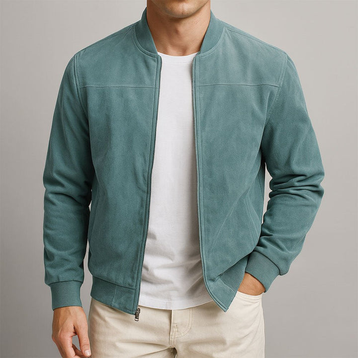 Men's Suede Jacket | Structured Fit with Textured Finish Detail