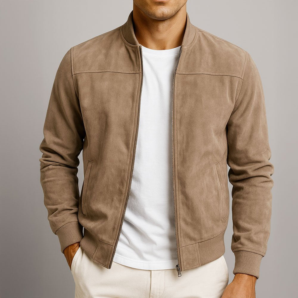 Men's Suede Jacket | Structured Fit with Textured Finish Front